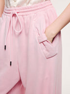 Washed sweatpants with bow detail at the waist