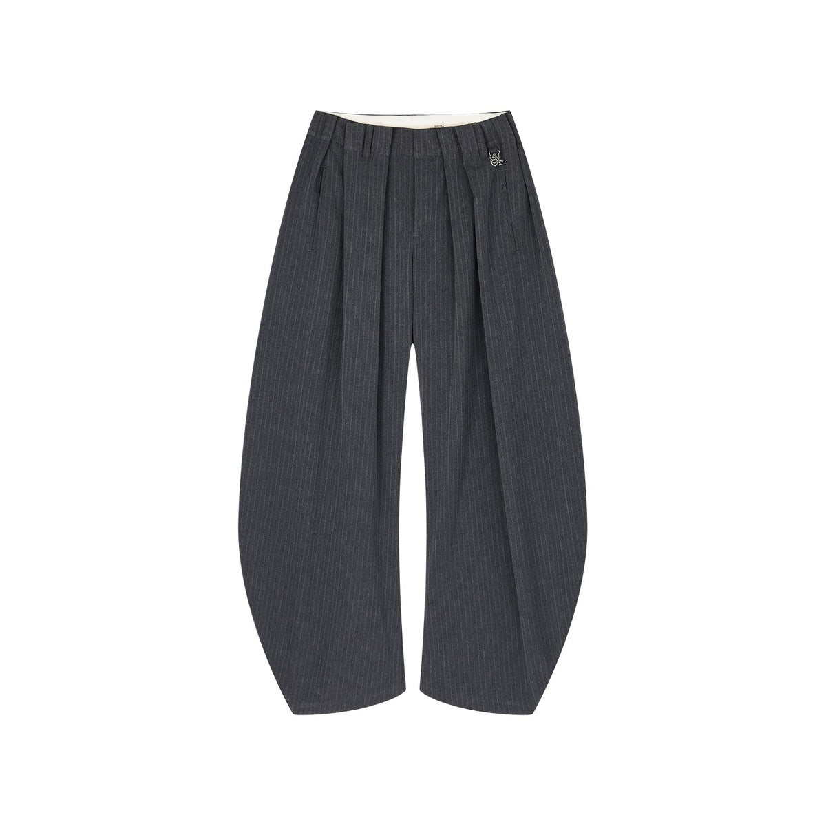 Draped tailored trousers with curved pleats