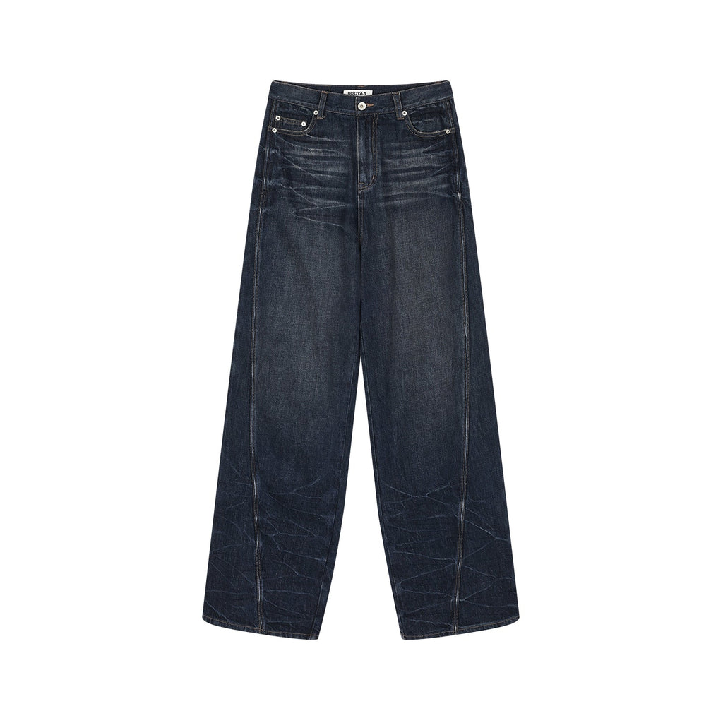 Jeans with wave-textured wire detail for sculpted shape