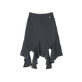 Tailored skirt with asymmetric ruffle trim