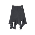 Tailored skirt with asymmetric ruffle trim