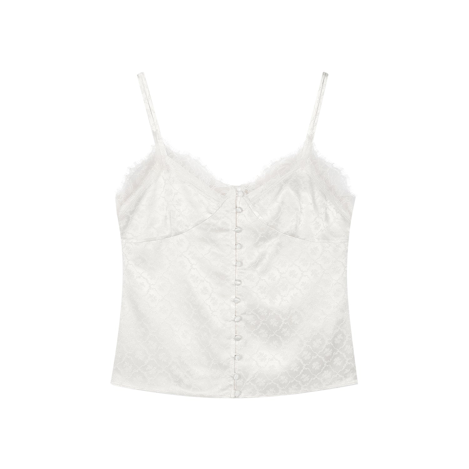 Lace-panel jacquard camisole