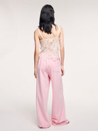 Lace-panel jacquard camisole