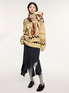 Sad bear fair isle sled-neck cardigan