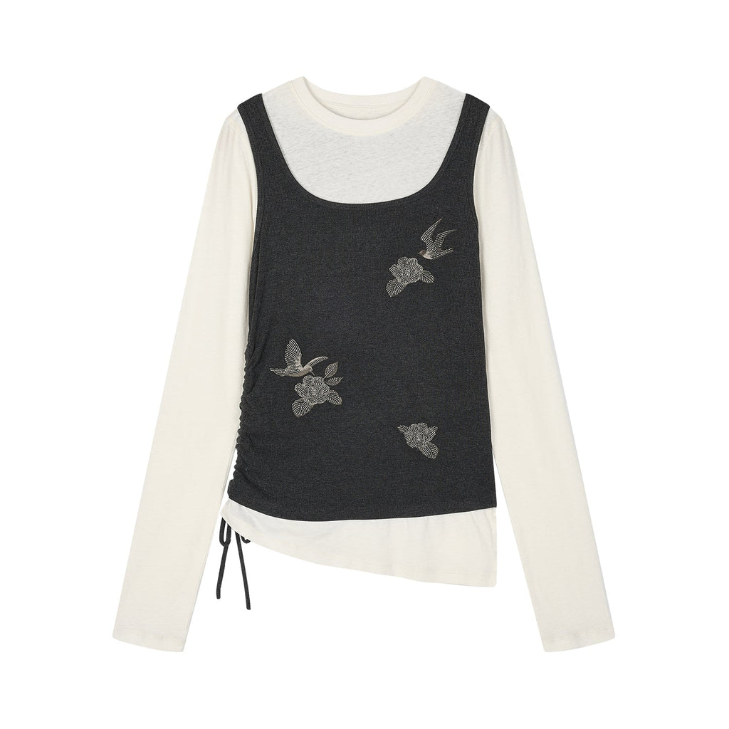 Magical garden beaded layered t-shirt