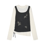 Magical garden beaded layered t-shirt