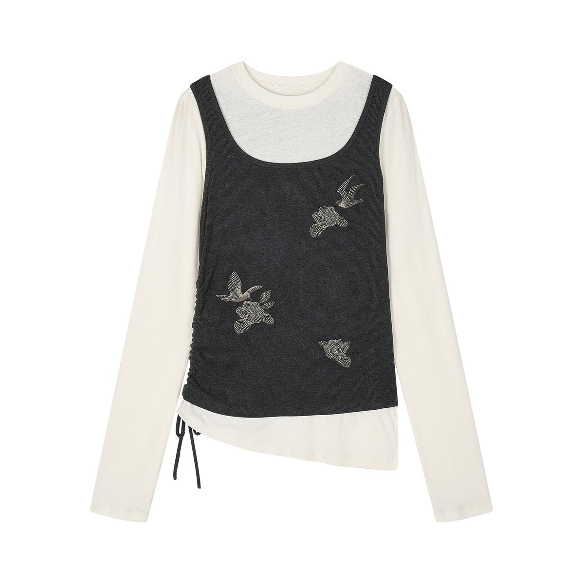 Magical garden beaded layered t-shirt