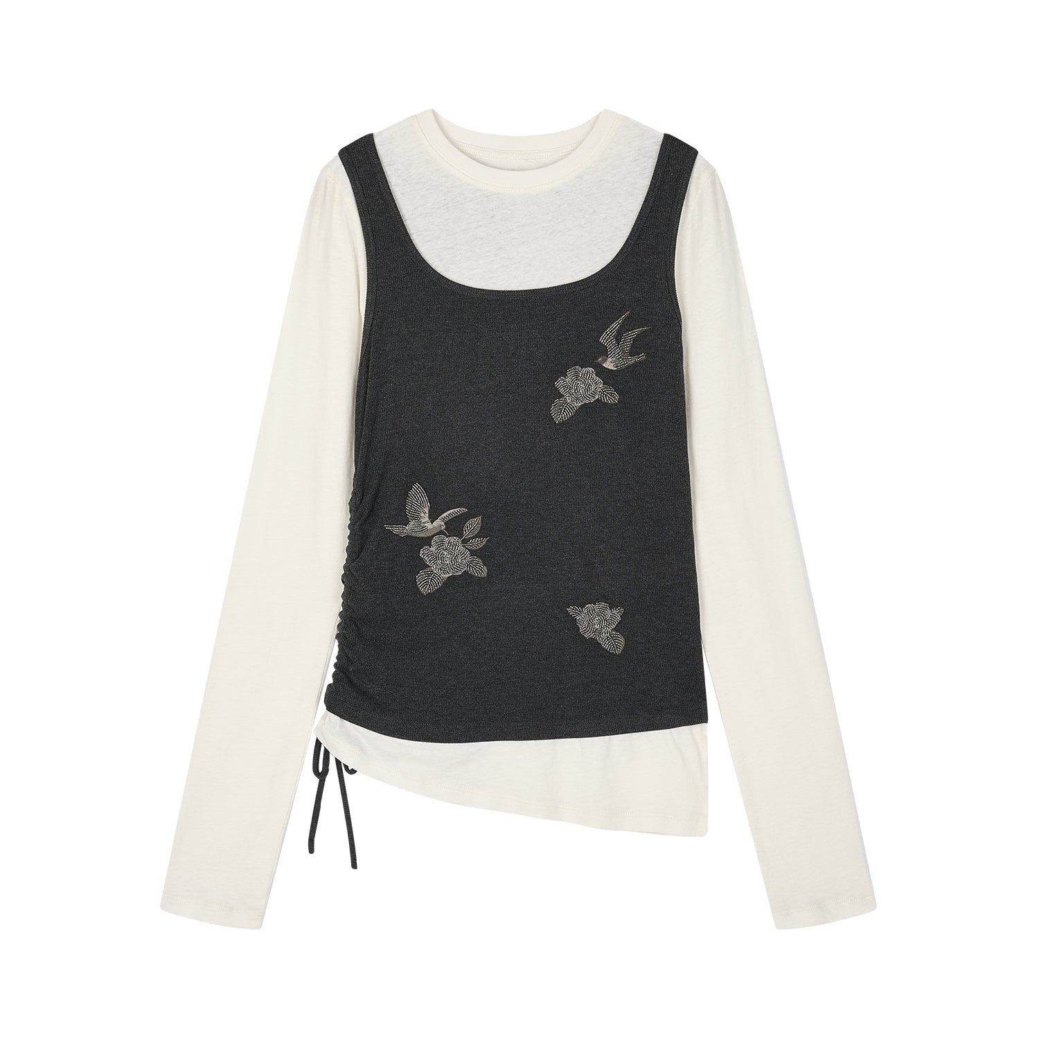 Magical garden beaded layered t-shirt