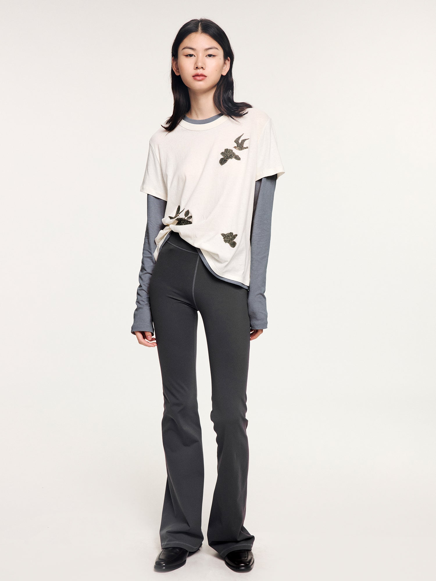 Magical garden beaded layered t-shirt