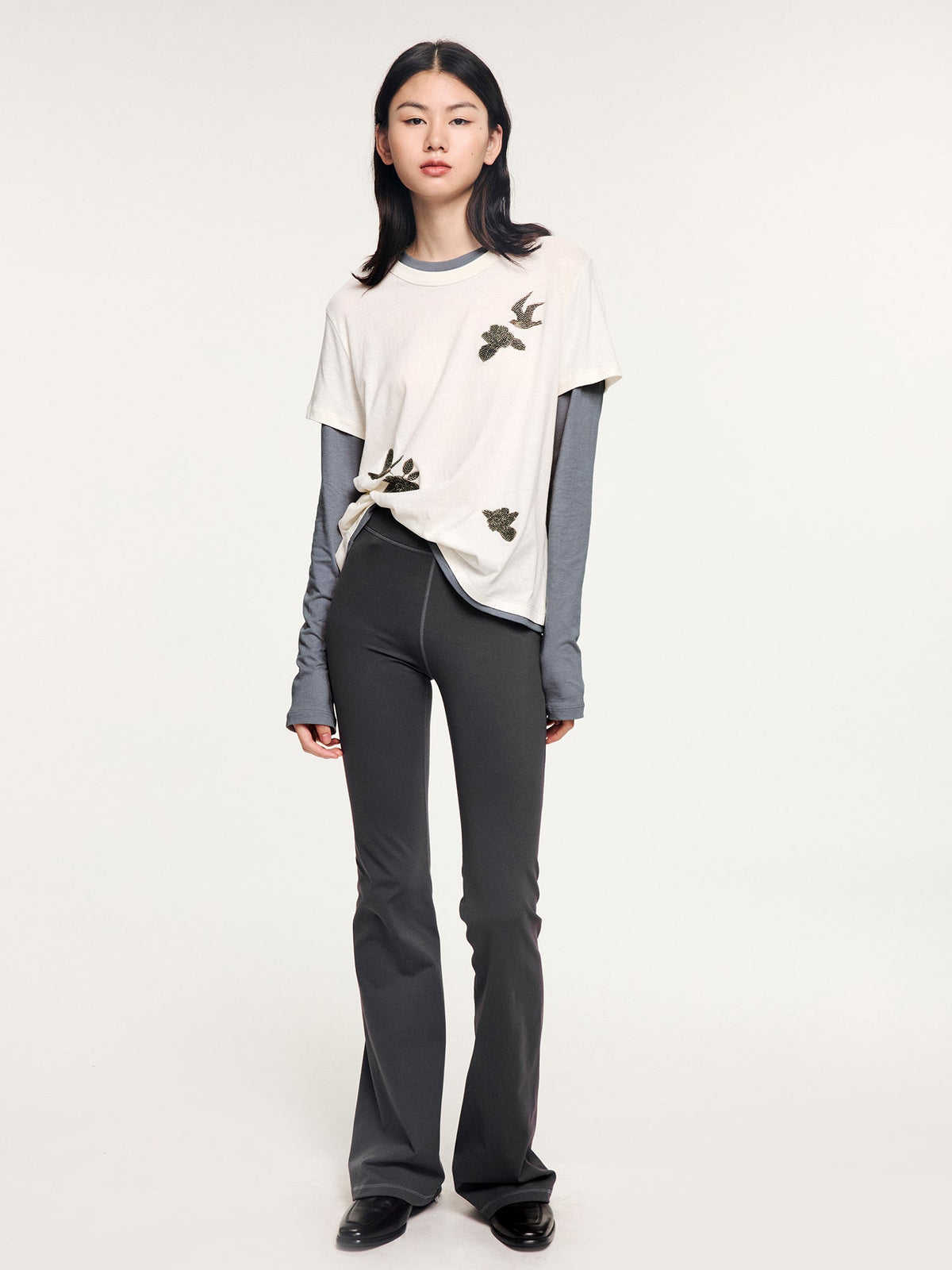 Magical garden beaded layered t-shirt