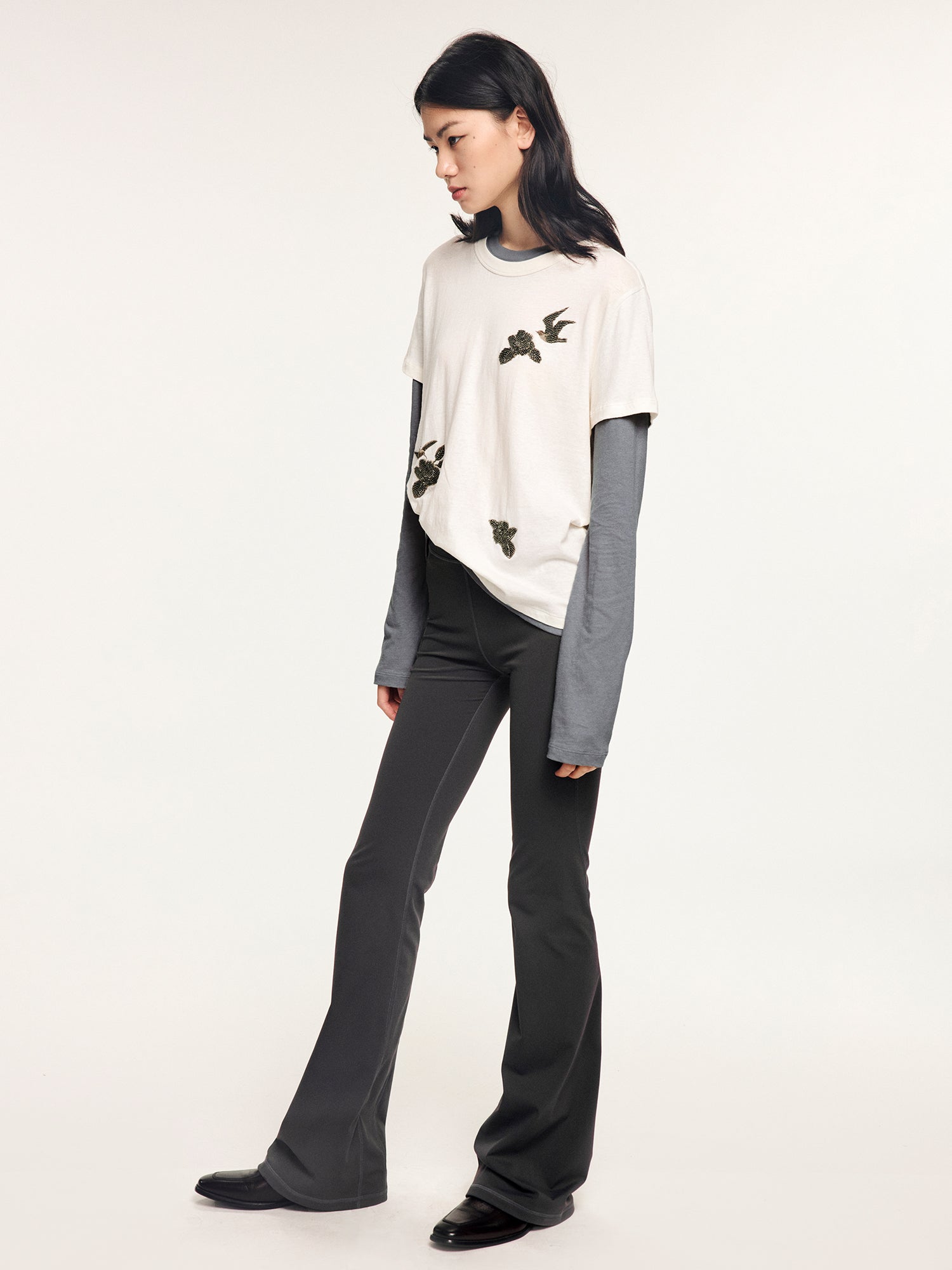 Magical garden beaded layered t-shirt