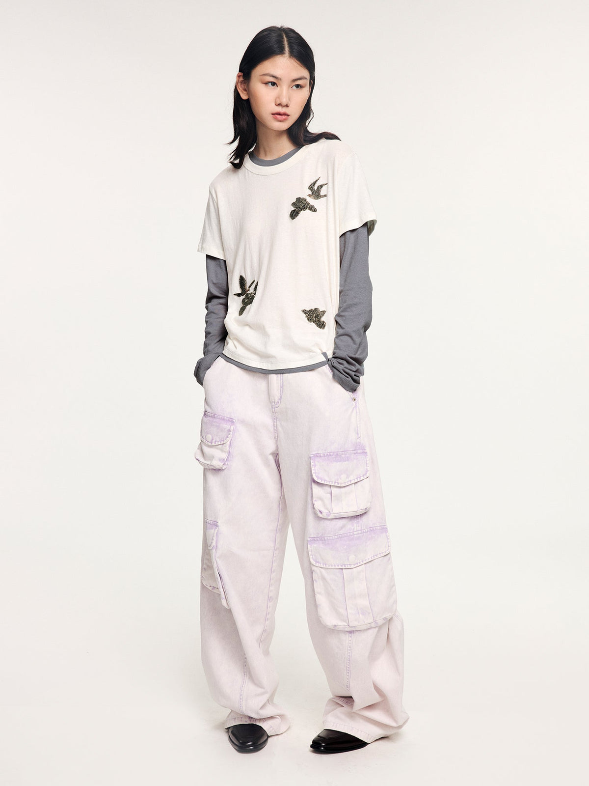 Magical garden beaded layered t-shirt
