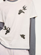 Magical garden beaded layered t-shirt