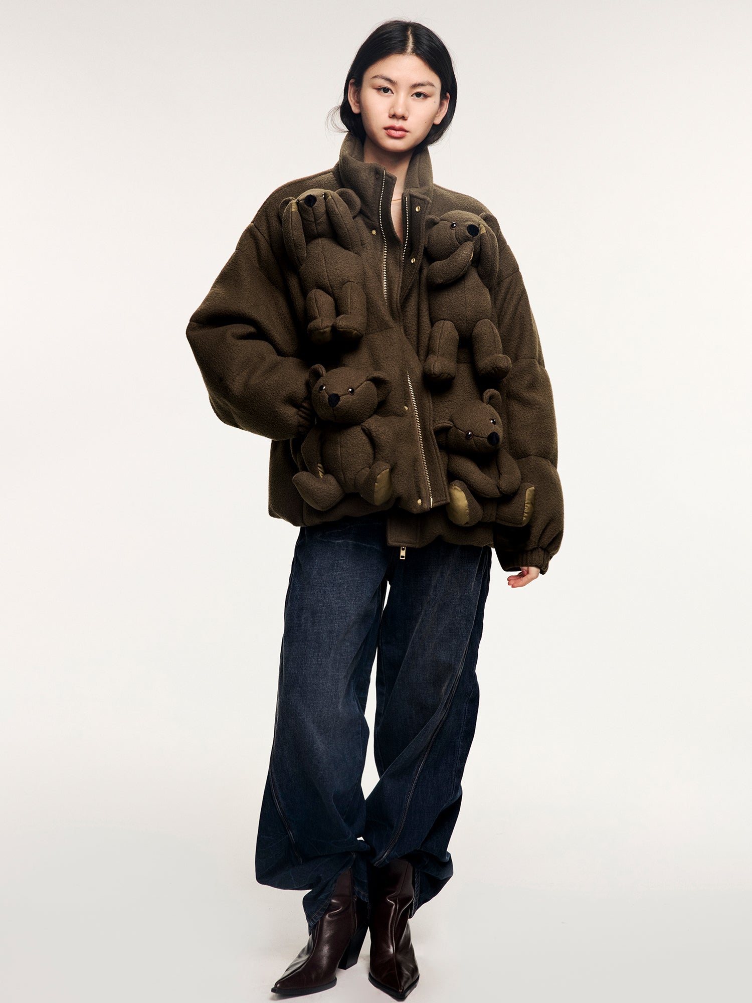 Sad bear 3d down jacket