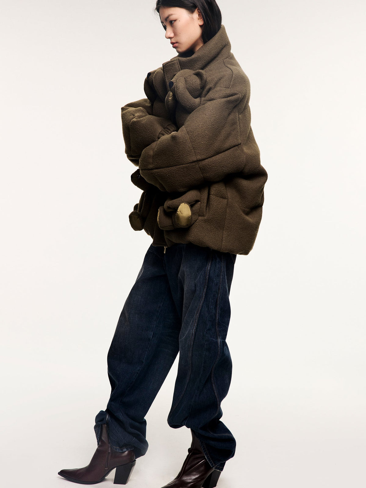 Sad bear 3d down jacket