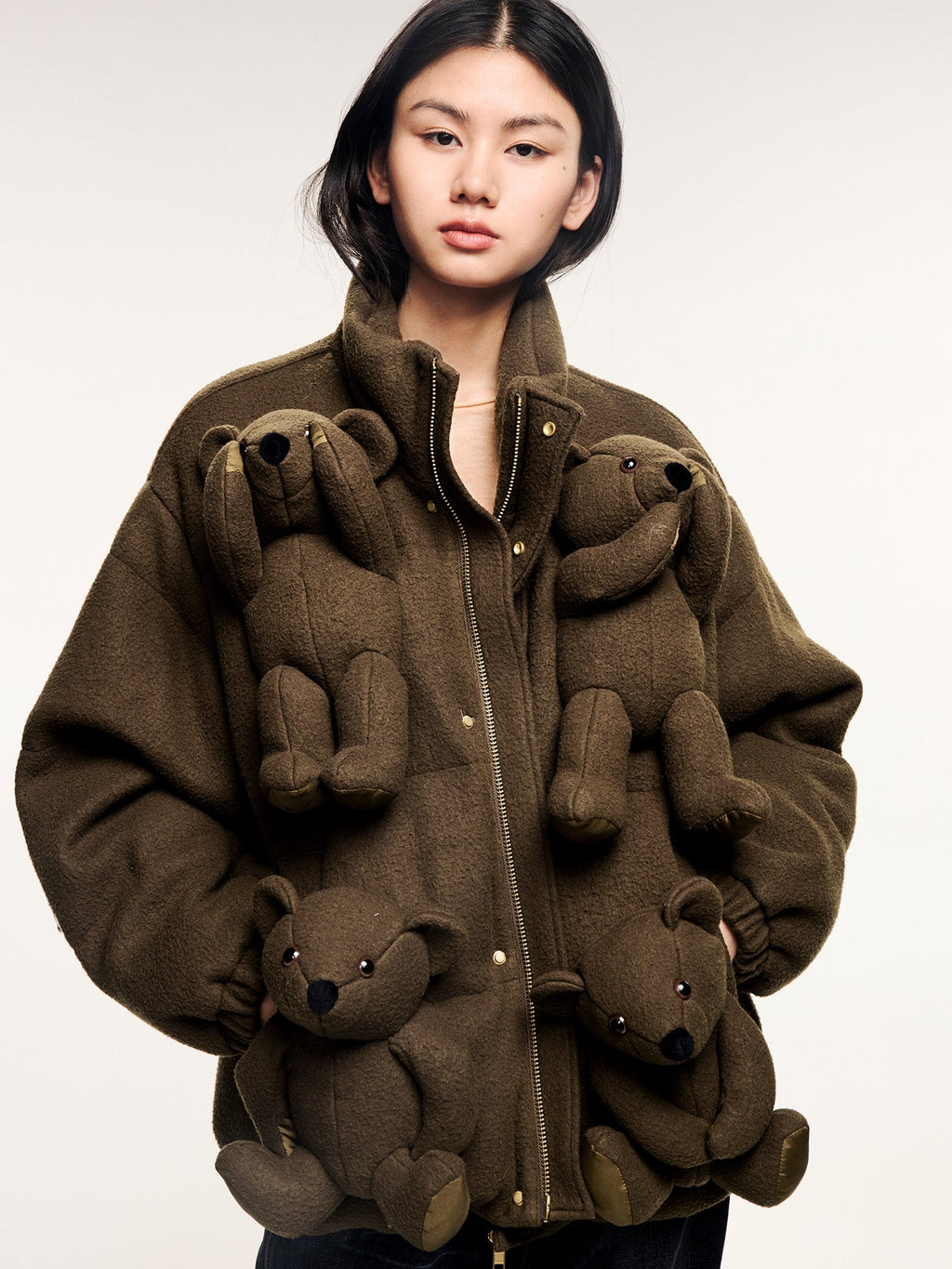 Sad bear 3d down jacket