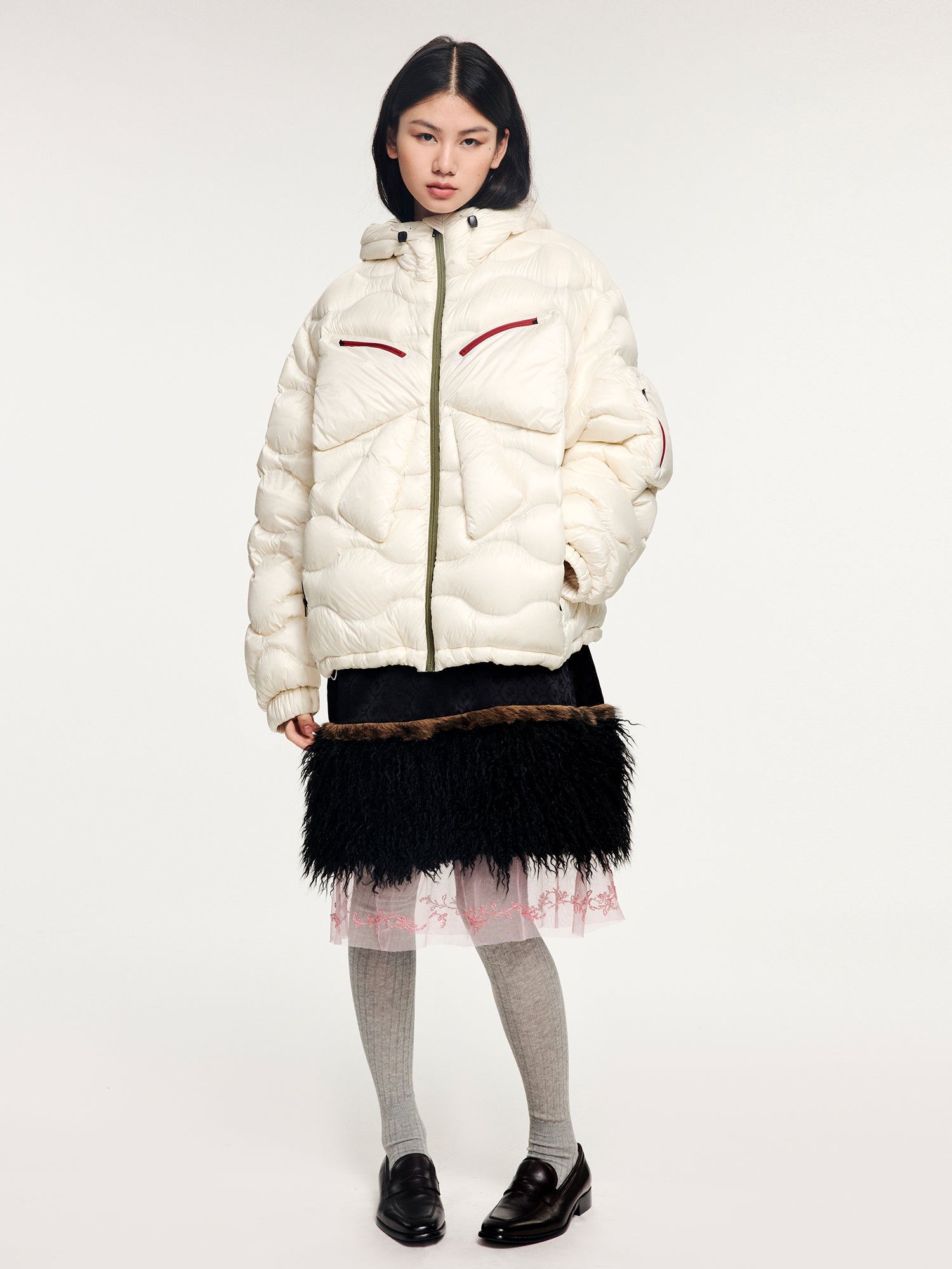 Classic bow outdoor down jacket