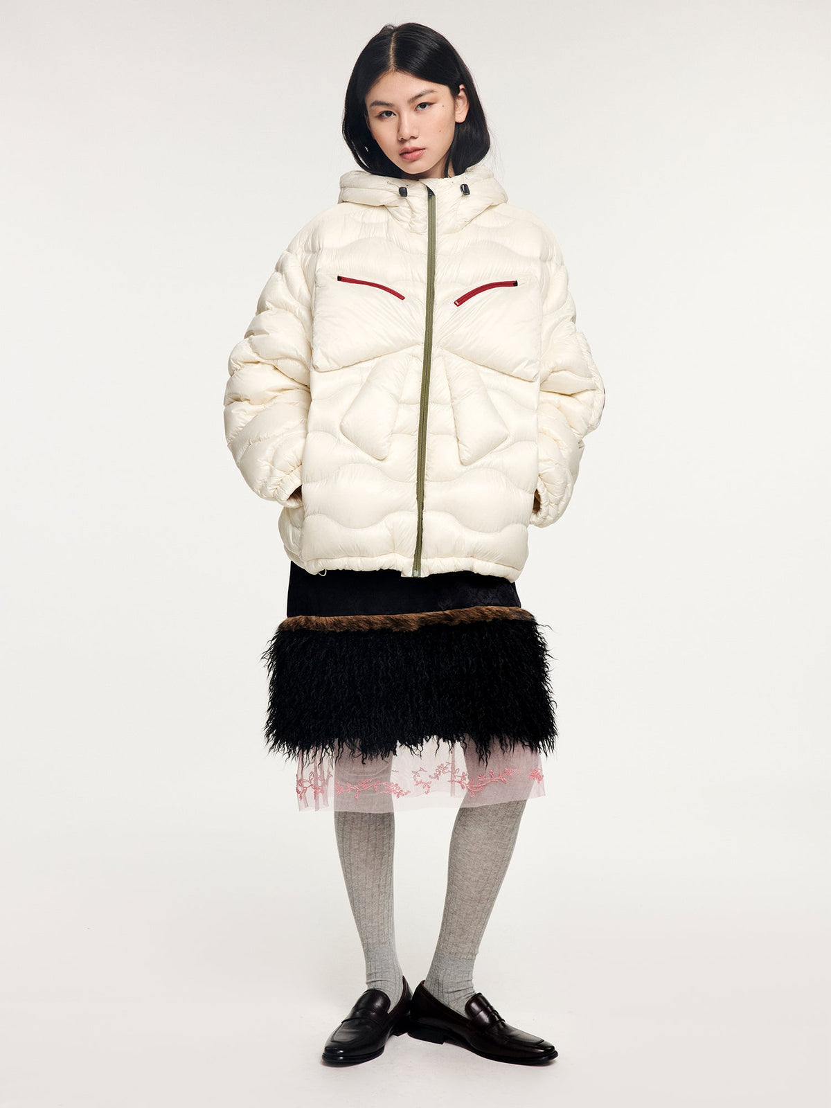 Classic bow outdoor down jacket