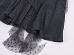 Lace ruffle jacquard slip dress