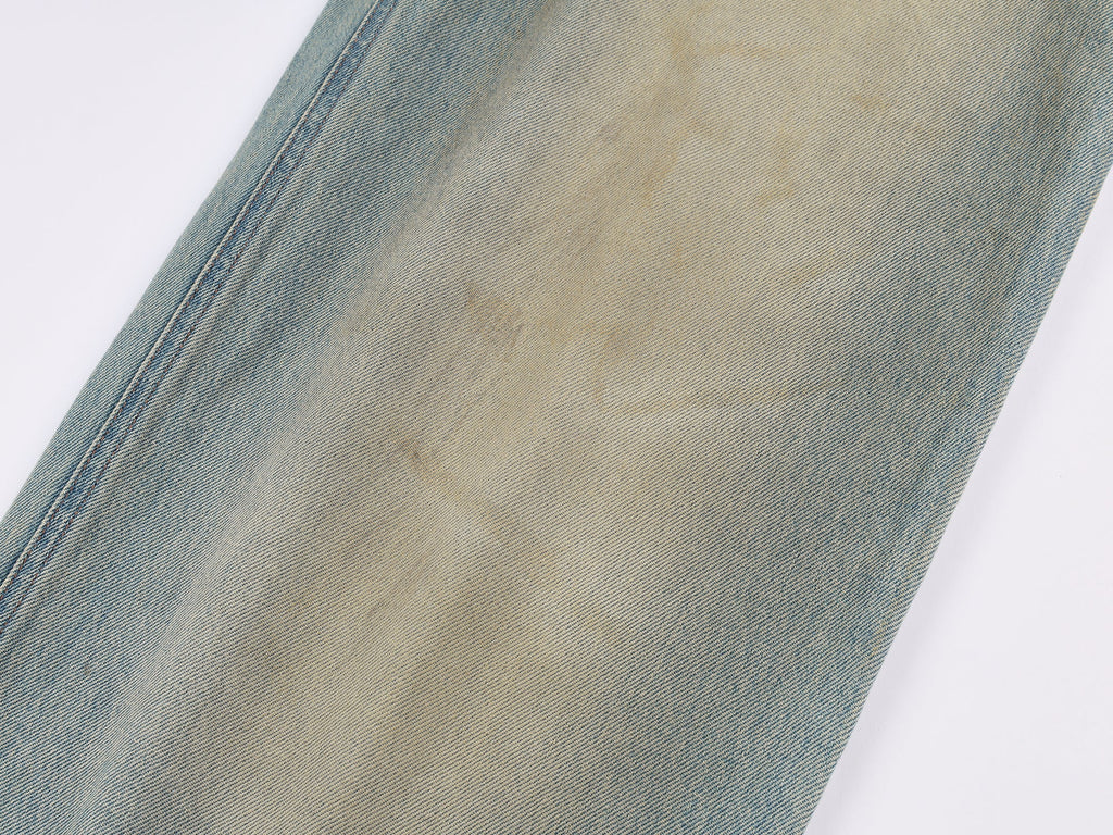 Pocket-flap washed denim jeans