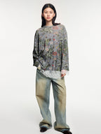 Pocket-flap washed denim jeans