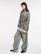 Pocket-flap washed denim jeans
