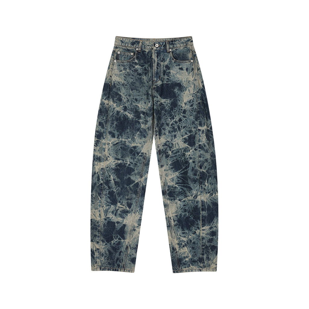 Tie-dye scimitar jeans
