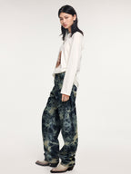 Tie-dye scimitar jeans
