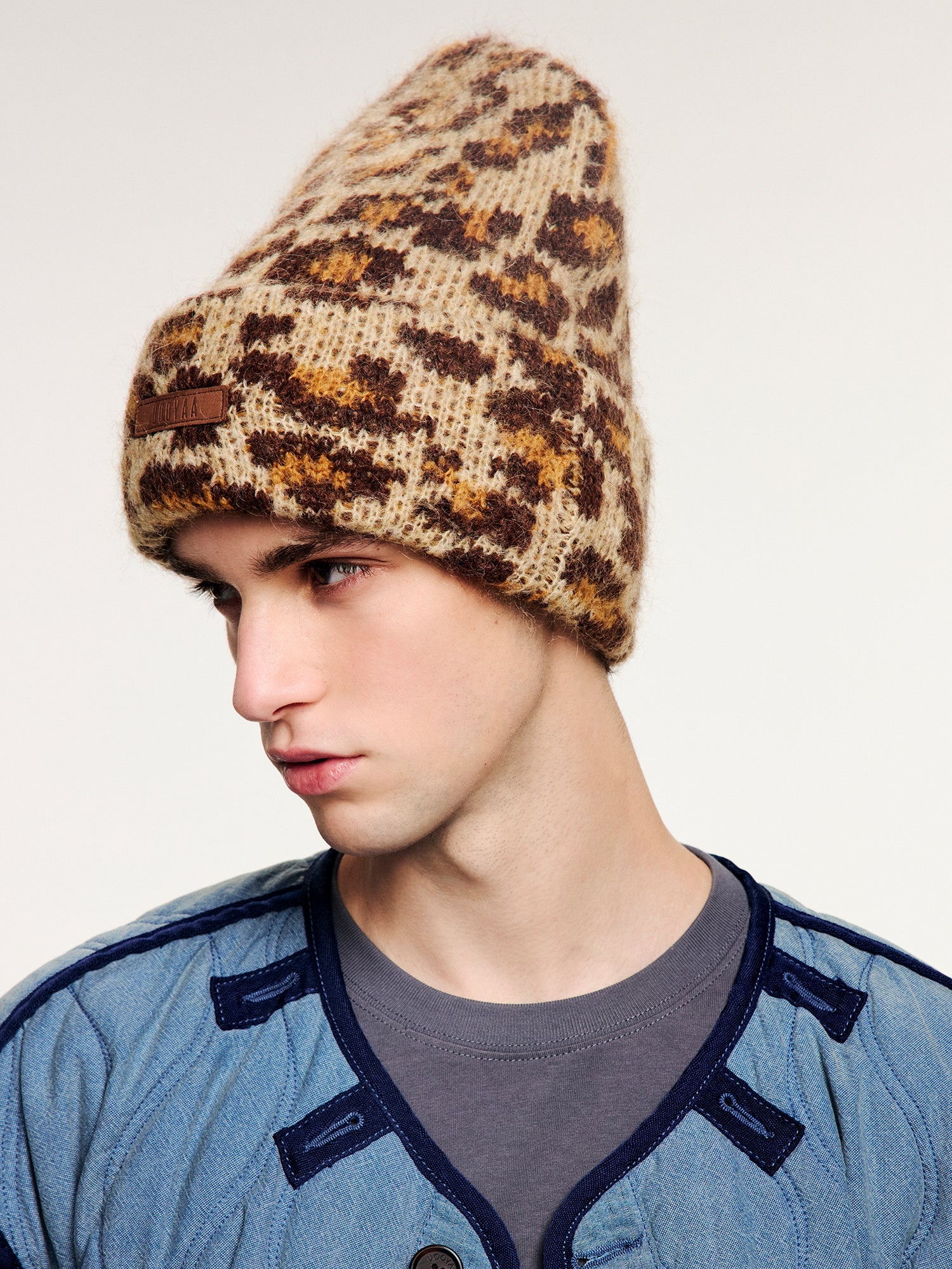 Leopard-knit hat