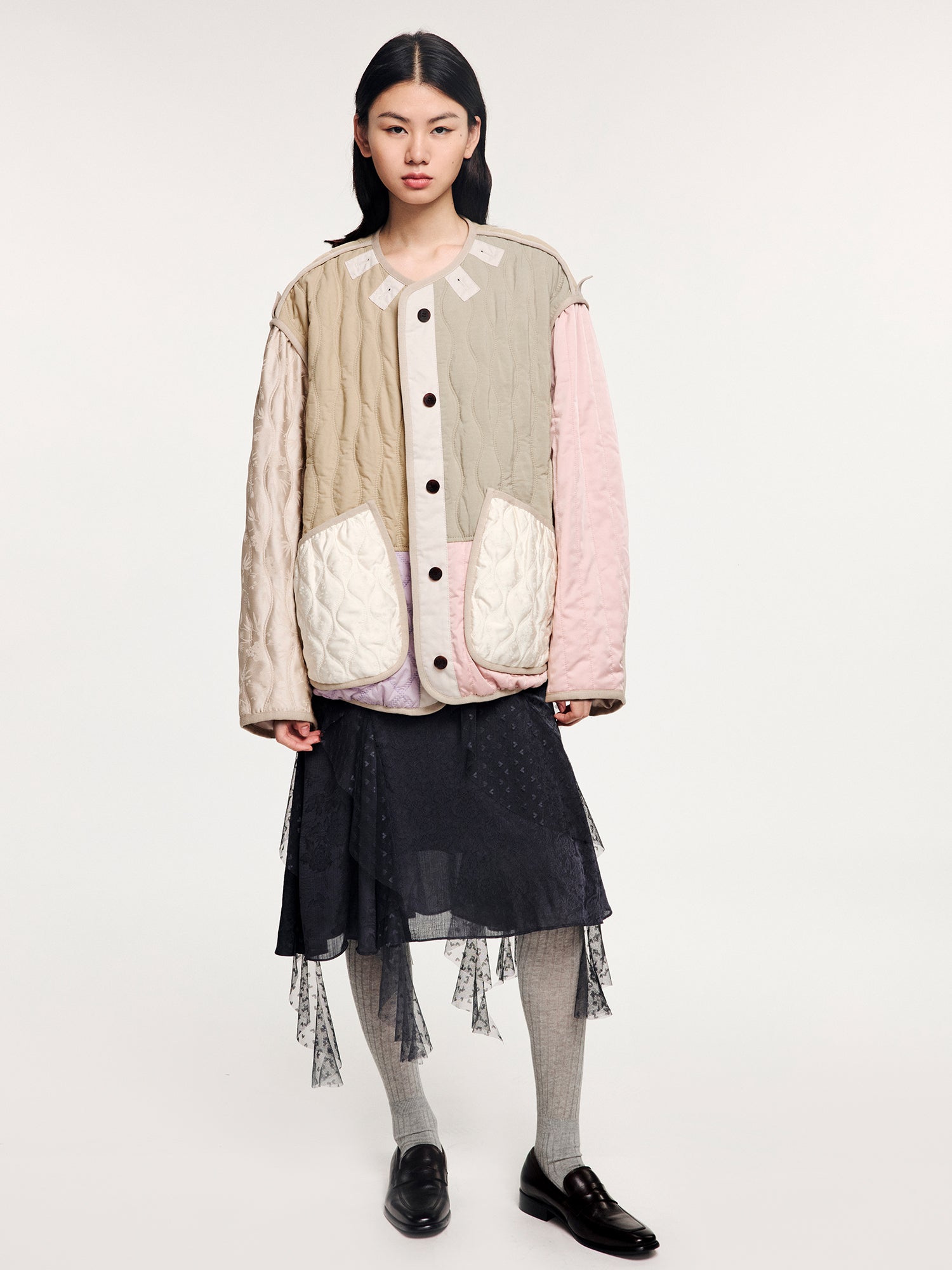 Color-block m65 quilted liner jacket