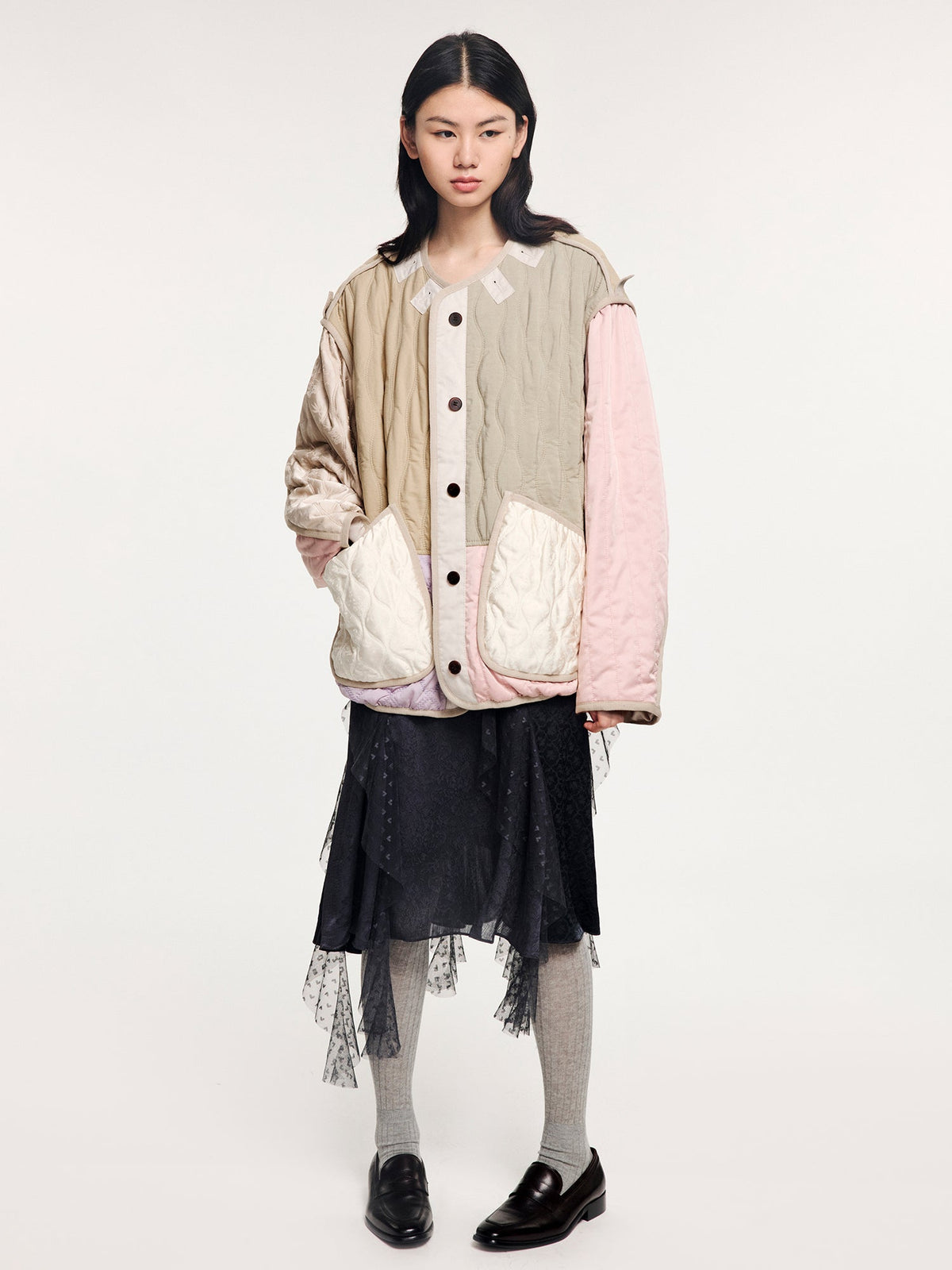 Color-block m65 quilted liner jacket