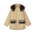 Fur-trim parka cotton jacket