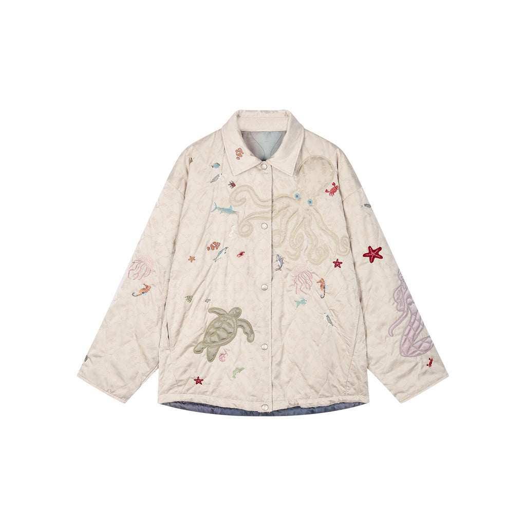 Reversible shirt-style padded jacket