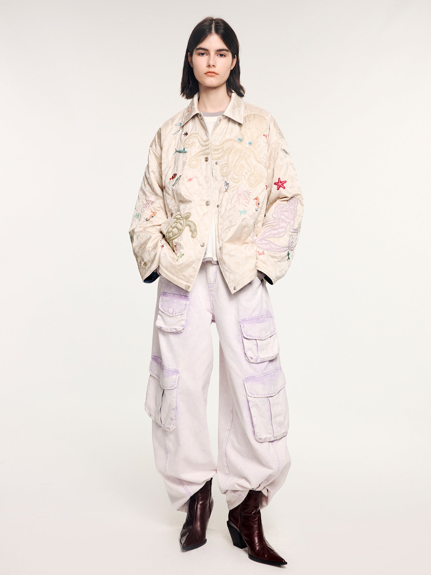 Reversible shirt-style padded jacket