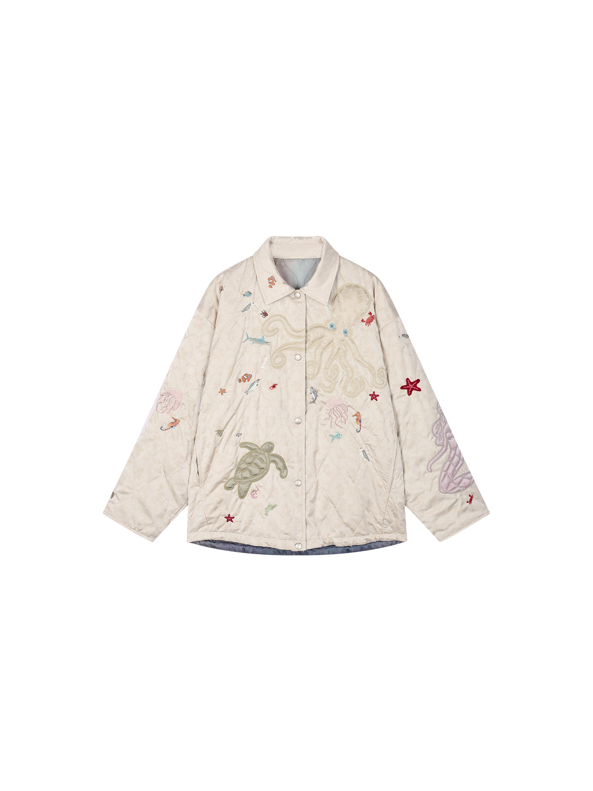 Reversible shirt-style padded jacket