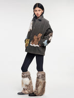 Fantasy elf padded jacket with 3D appliqué embroidery