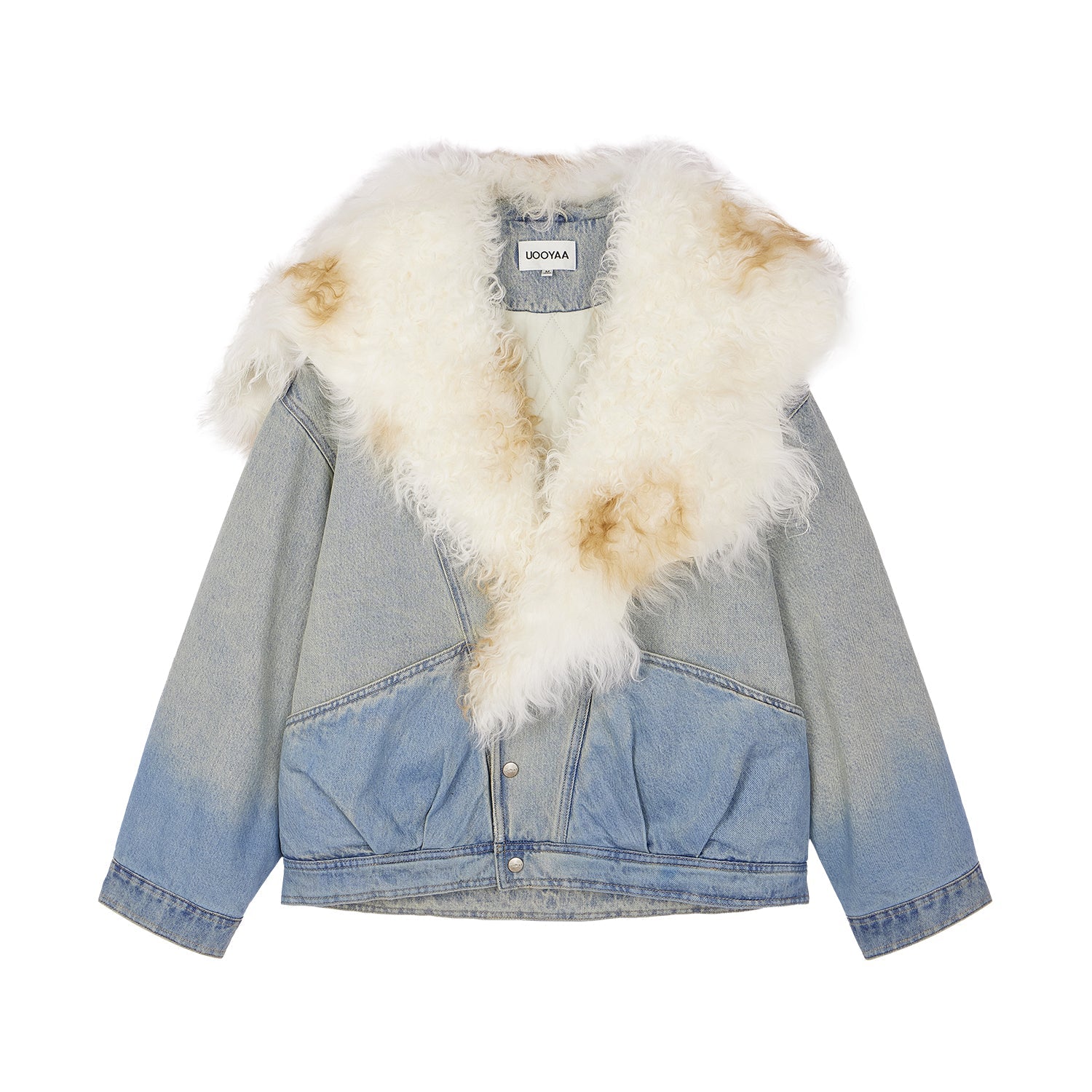 Denim bomber jacket with toscana shearling