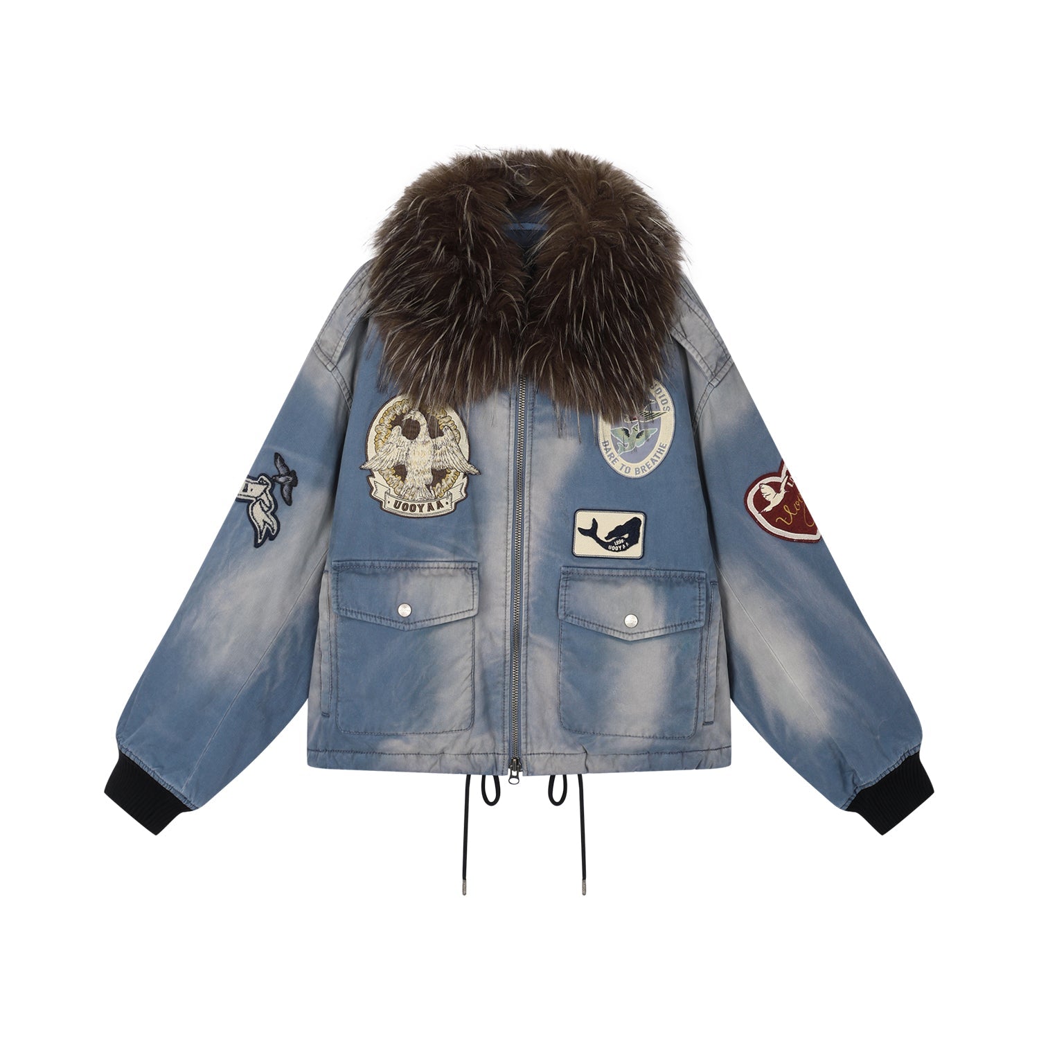 A2 style cotton bomber with patch details