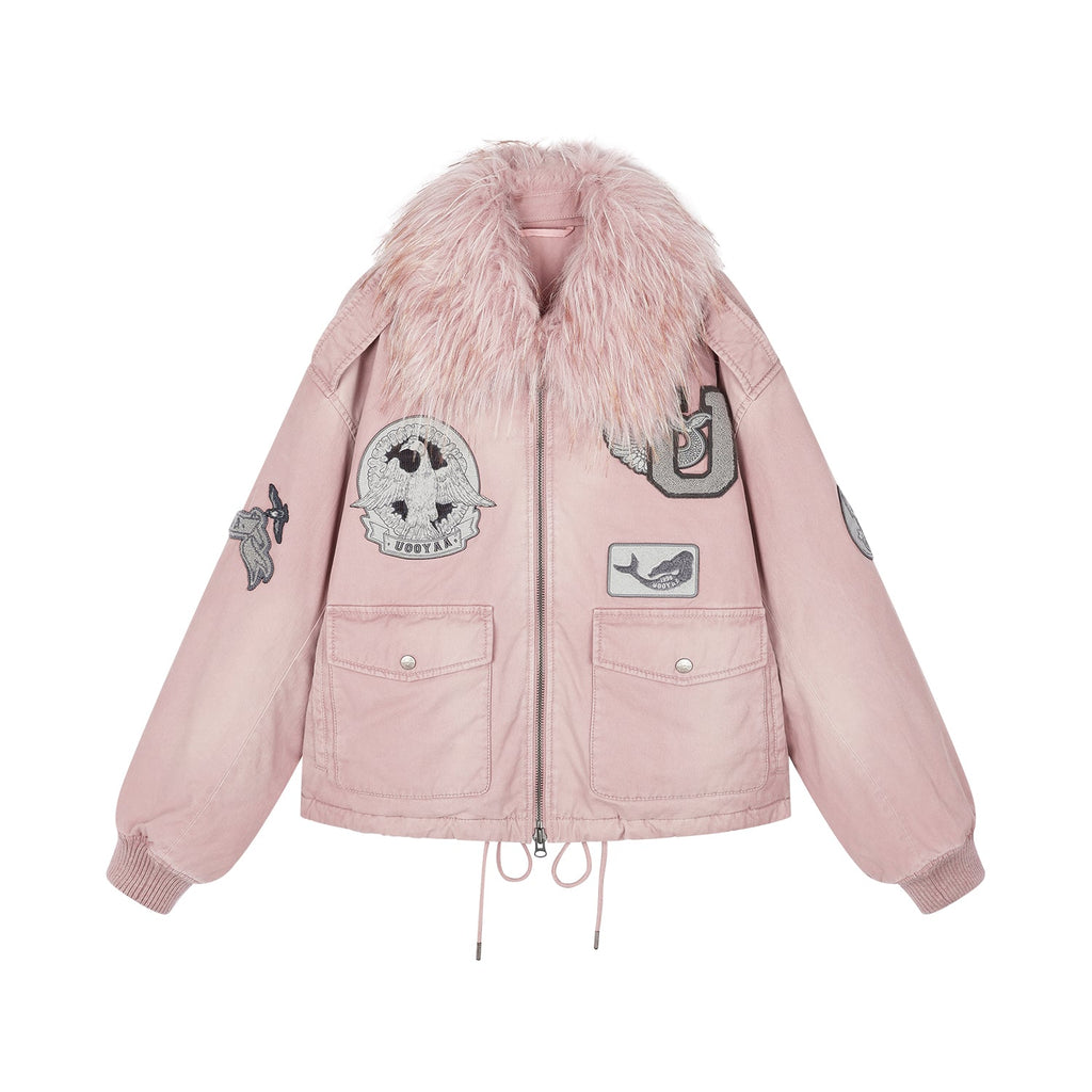 A2 style cotton bomber with patch details