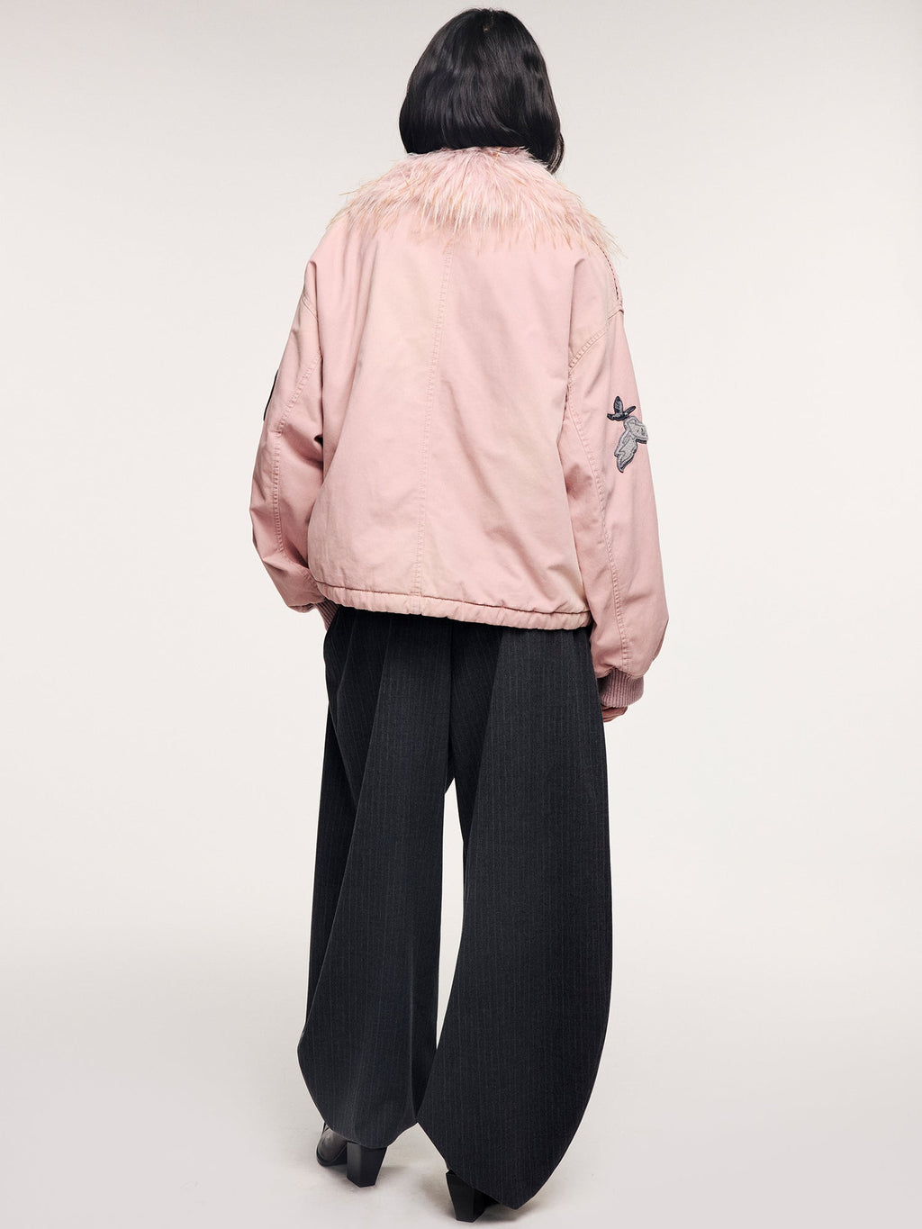 A2 style cotton bomber with patch details