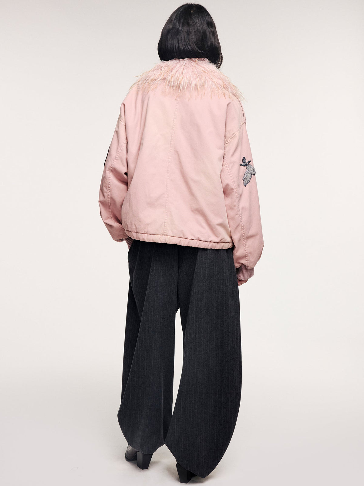 A2 style cotton bomber with patch details