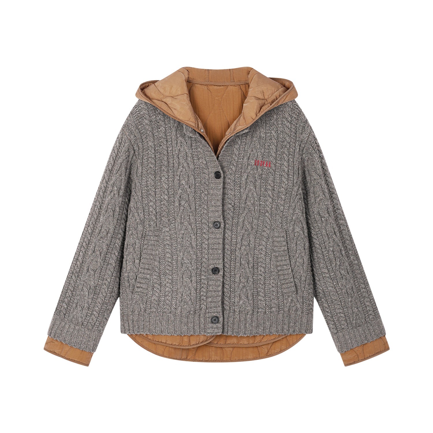 Two-piece layered cardigan-style padded jacket