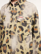 Leopard corduroy utility shirt