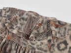 Feather & leopard ruffled collar shirt