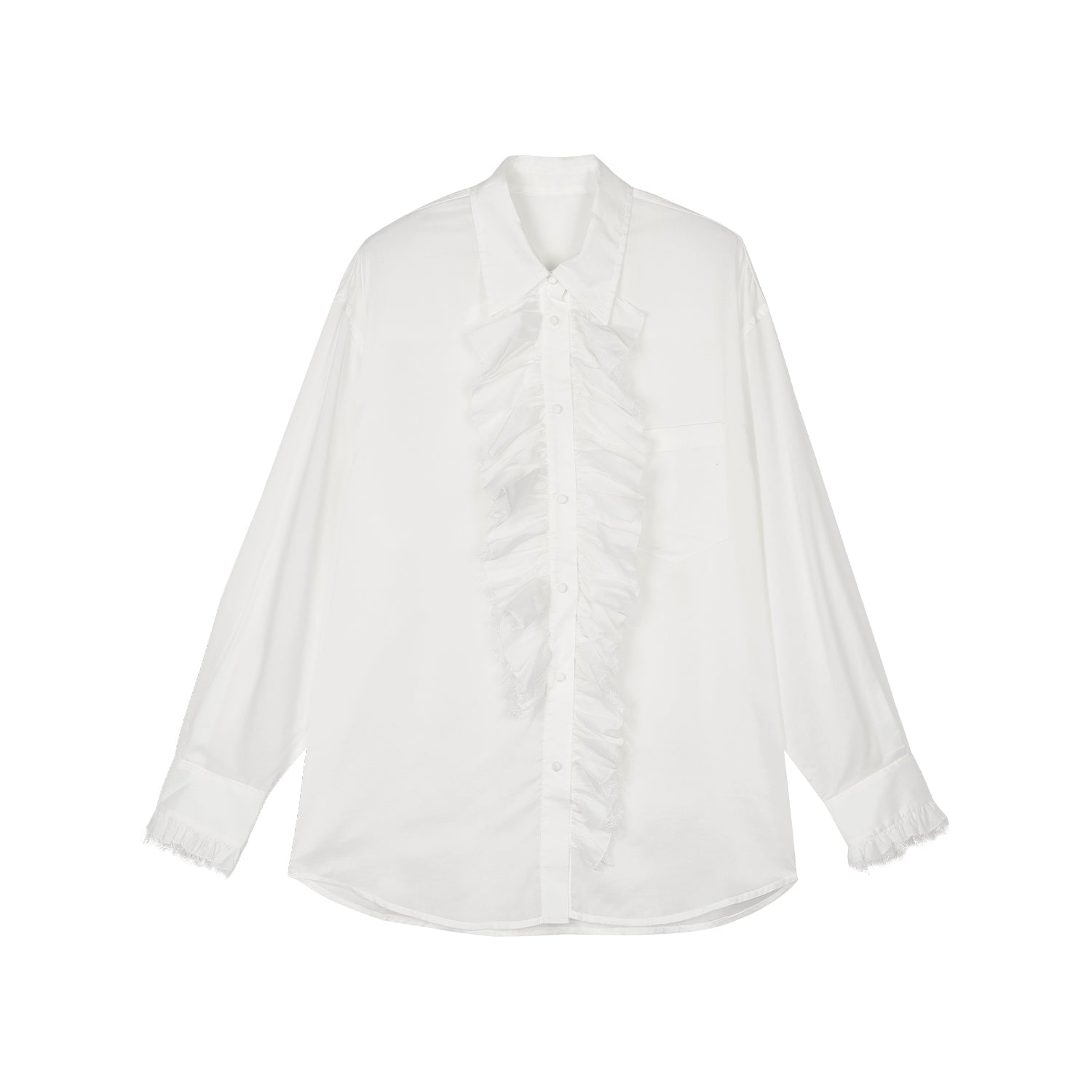 Classical ruched lace shirt