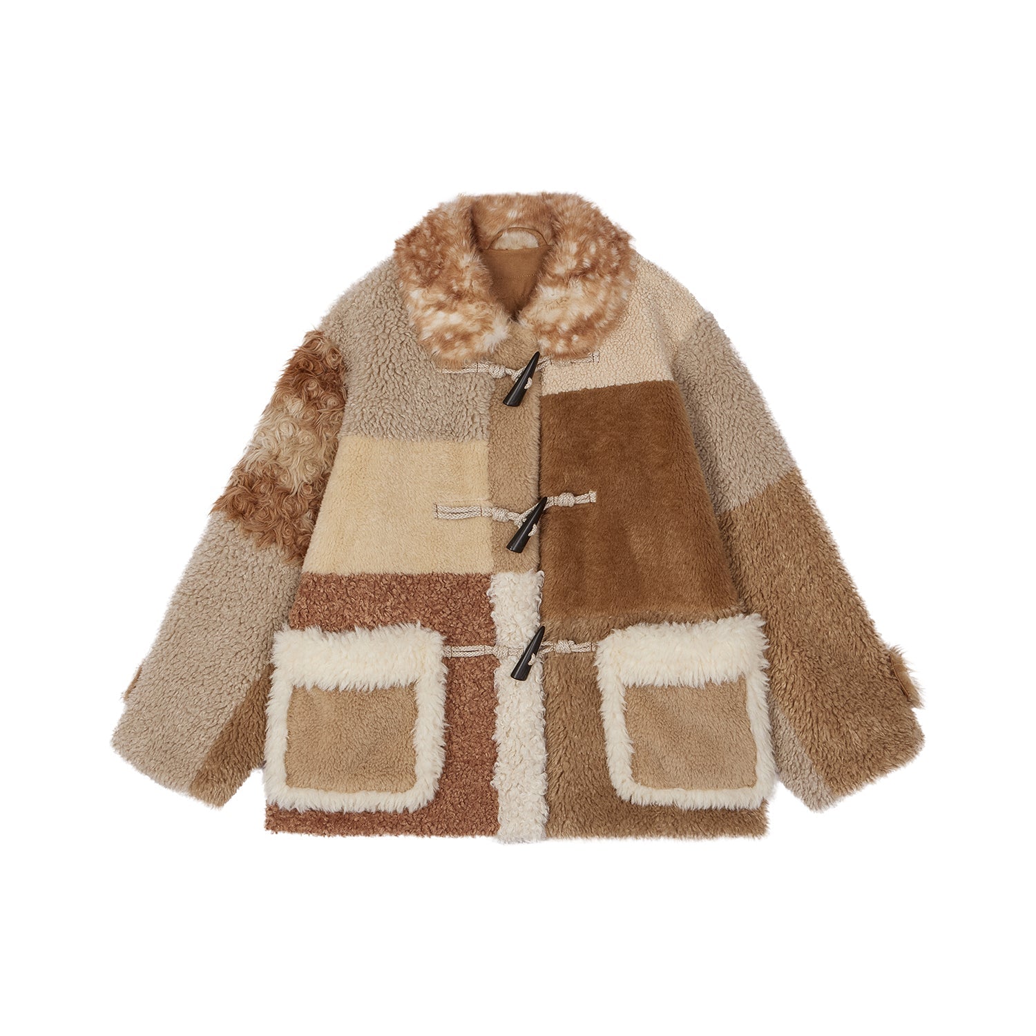 Faux fur panelled fisherman coat