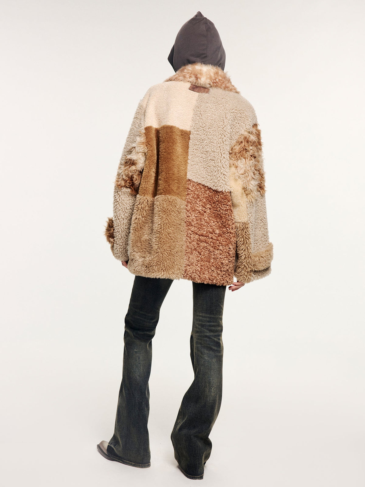Faux fur panelled fisherman coat