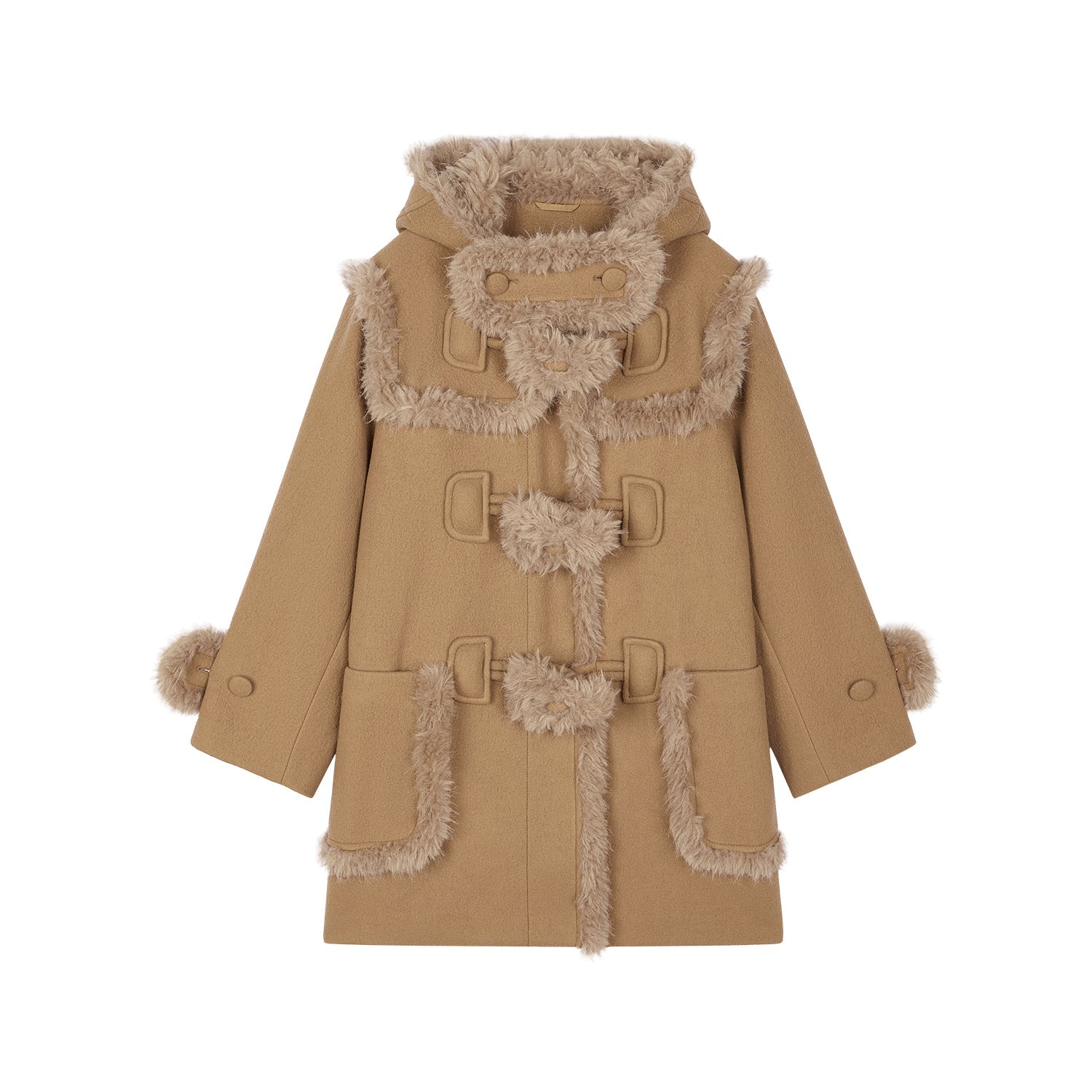 Faux fur fisherman coat