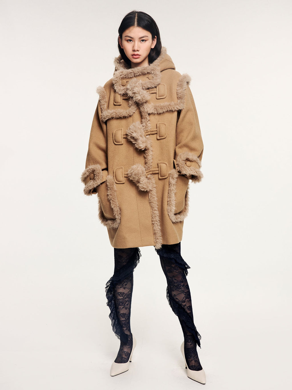 Faux fur fisherman coat