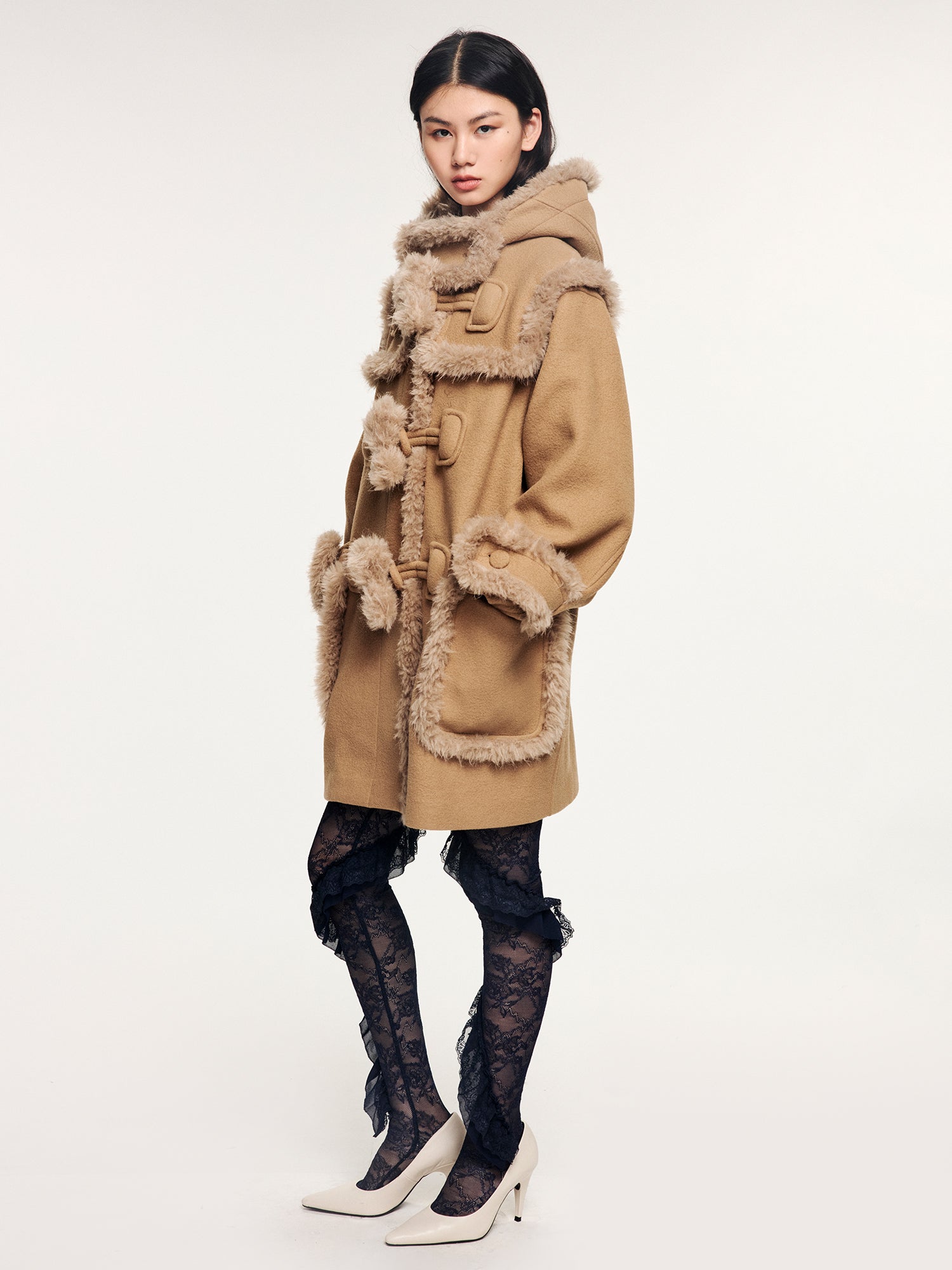 Faux fur fisherman coat
